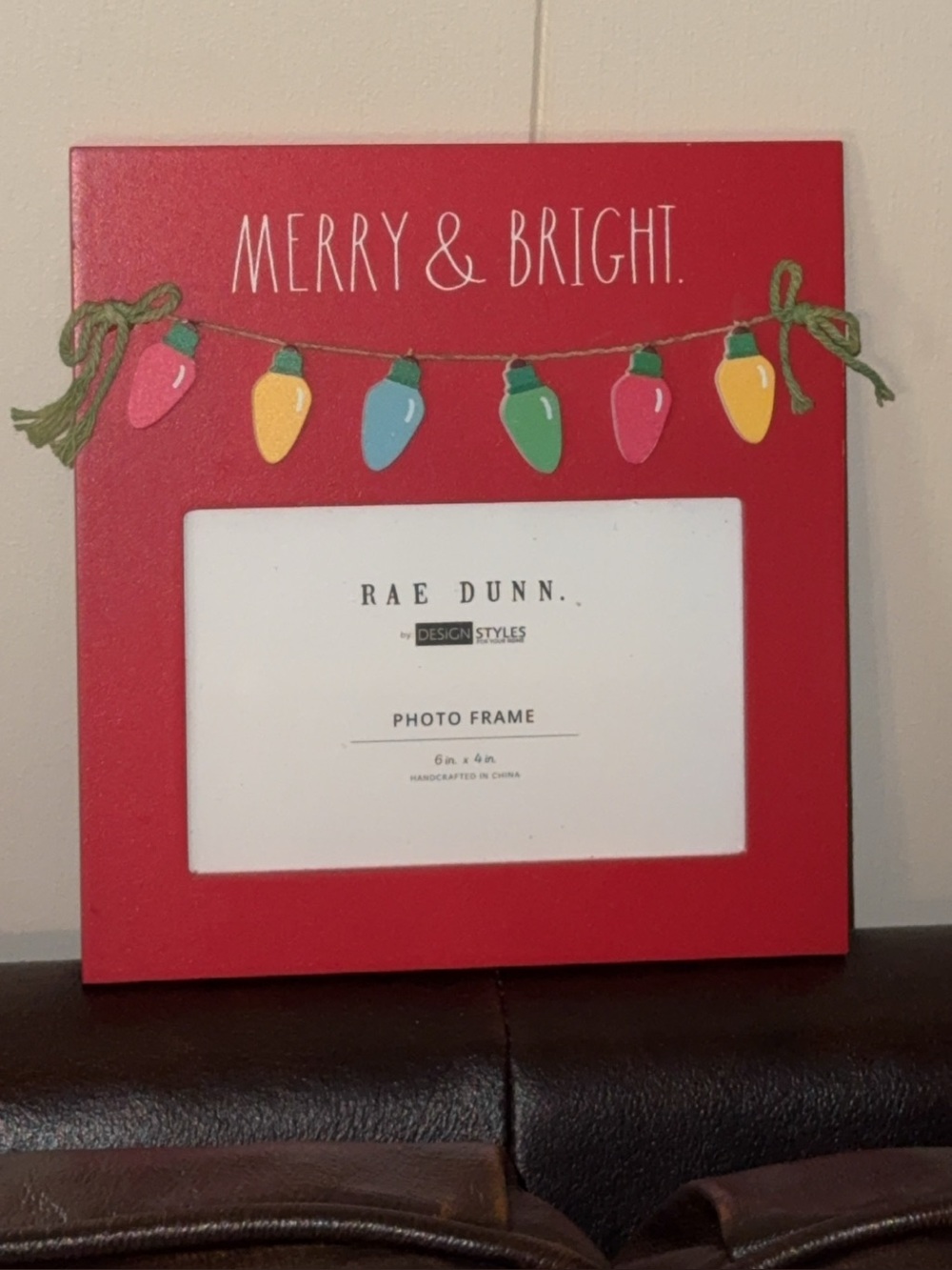 Rae Dunn Merry & Bright Red Decorative Holiday Photo Picture Frame 6x4
